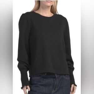 Oat New York Black Balloon Sleeve Sweater
